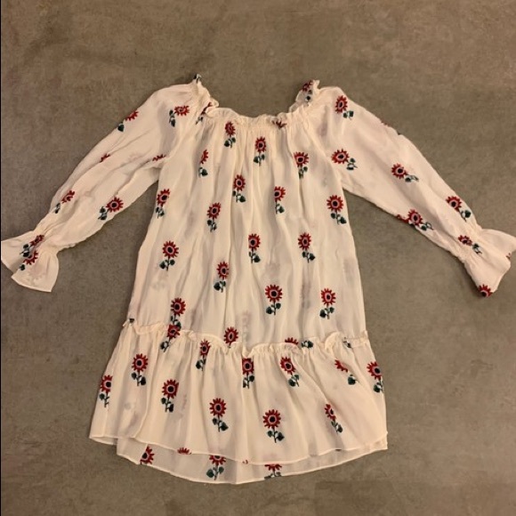 Stone Cold Fox Lily Lolita Dress Off Shoulder Silk Red White Floral Mini Daisy ✨ - Picture 9 of 10